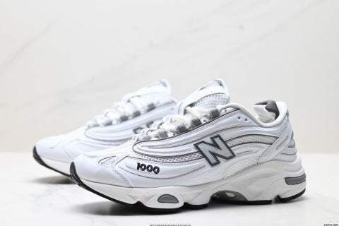 New Balance 1000 series running shoes, low-top, dad style, casual sportswear.