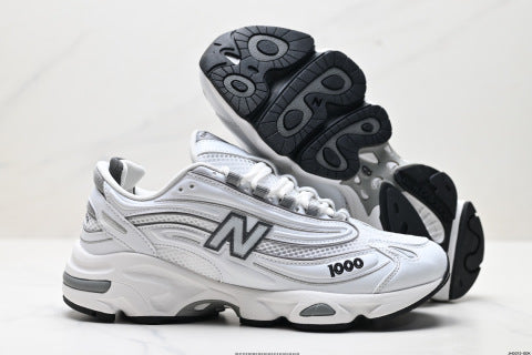 New Balance 1000 series running shoes, low-top, dad style, casual sportswear.