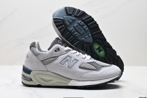 New Balance NB 990 series running shoes, athletic shoes, breathable mesh cushioning, casual wear.