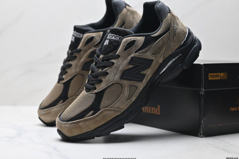 New Balance NB 990 series running shoes, athletic shoes, breathable mesh upper, casual wear.